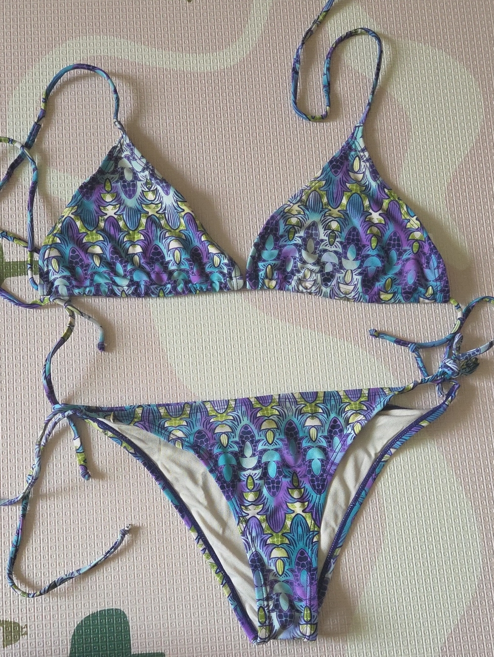 Women's Purple Patterned Triangle Bikini - Onda De Mar